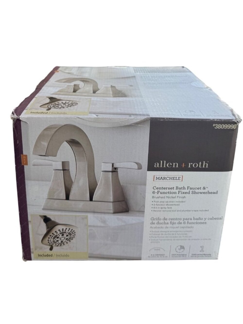 Allen + Roth Marchele Brushed Nickel Bathroom Sink Faucet & Shower Head #3809990